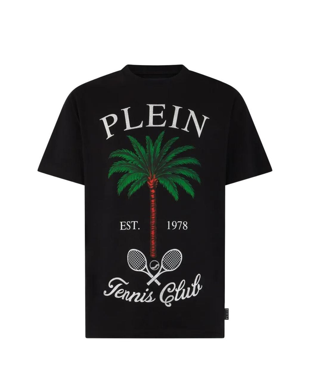 Philipp Plein Black Round Neck Tennis Club T-Shirt for men
