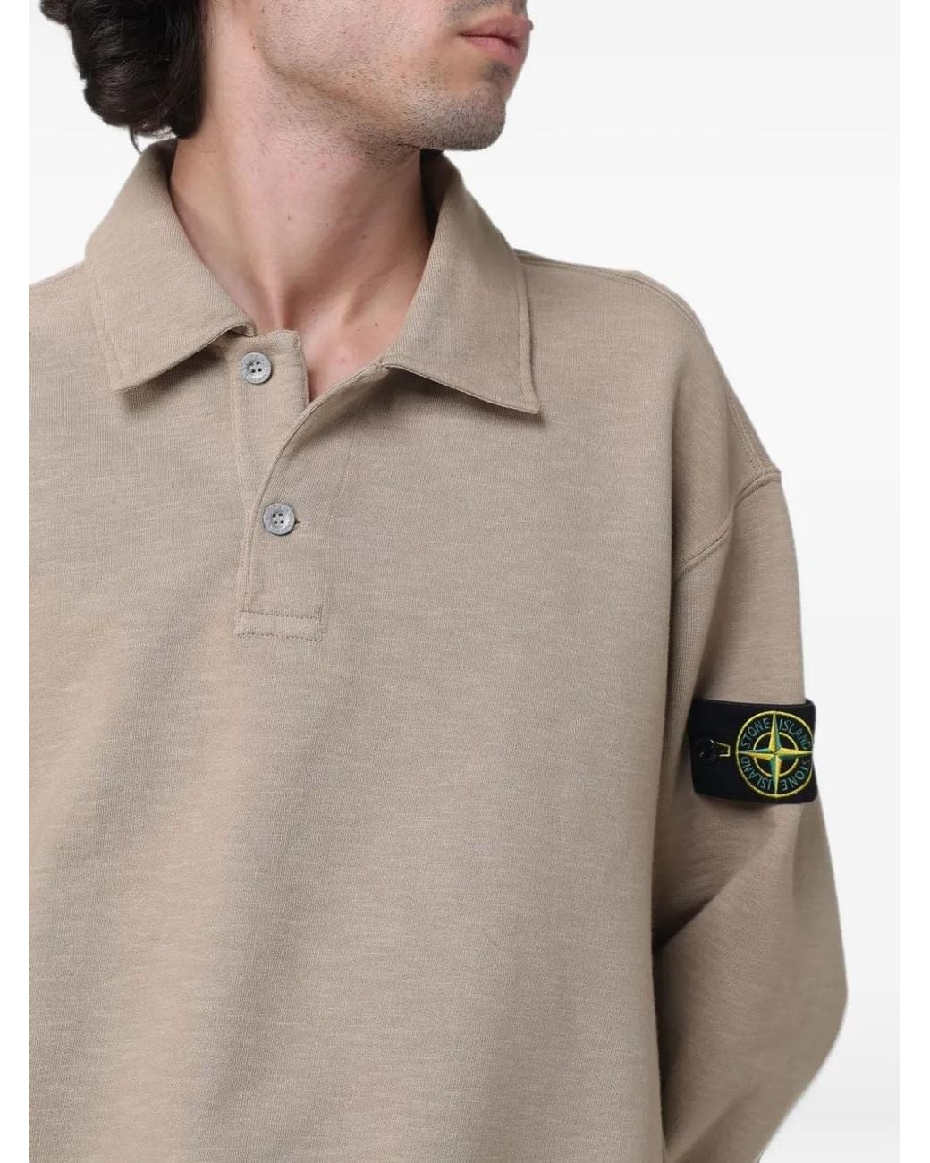 Stone Island Natural Logo-Patch Wool Sweater for men