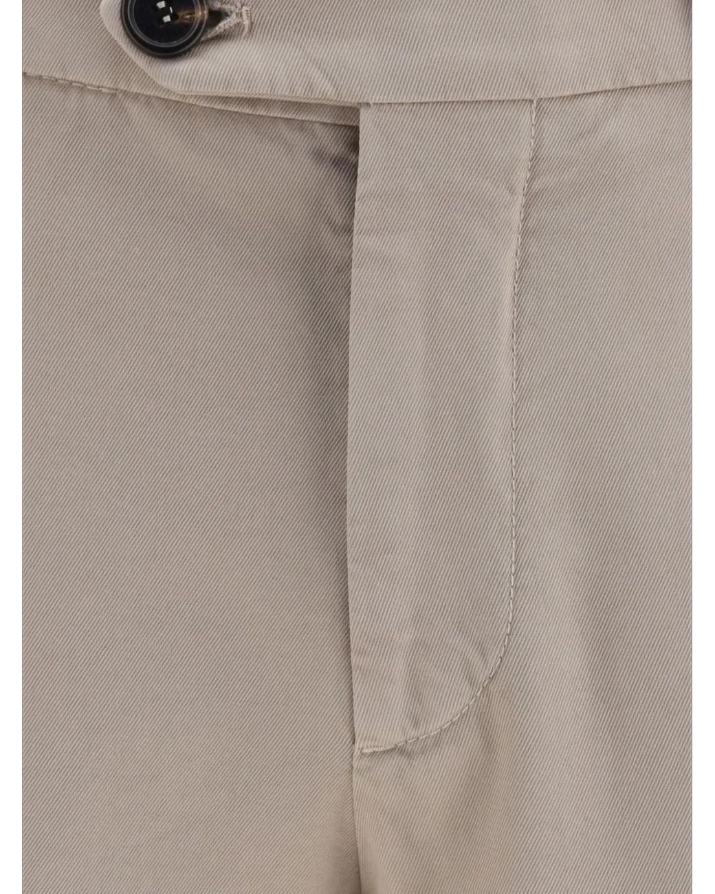 Brunello Cucinelli Natural Garment-Dyed Cotton Trousers for men