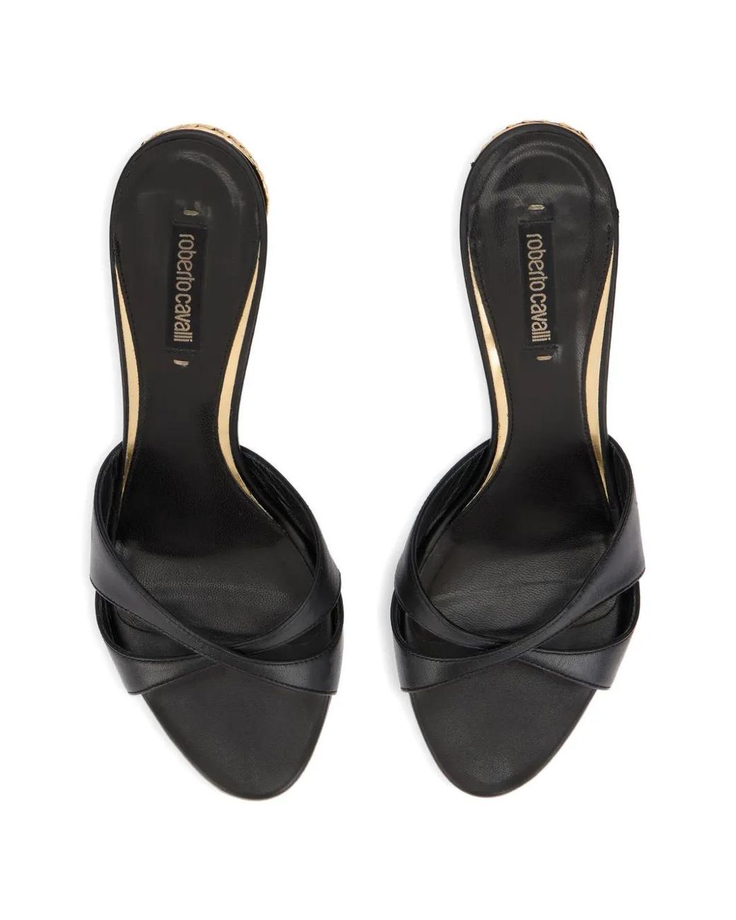 Roberto Cavalli Black Serpentine Sandals