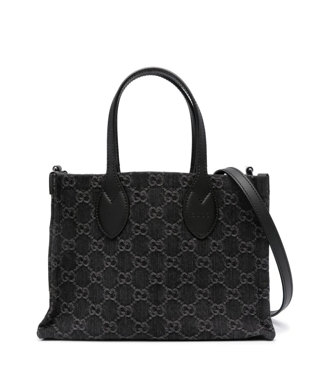 Gucci Black Ophidia GG Denim Medium Tote Bag