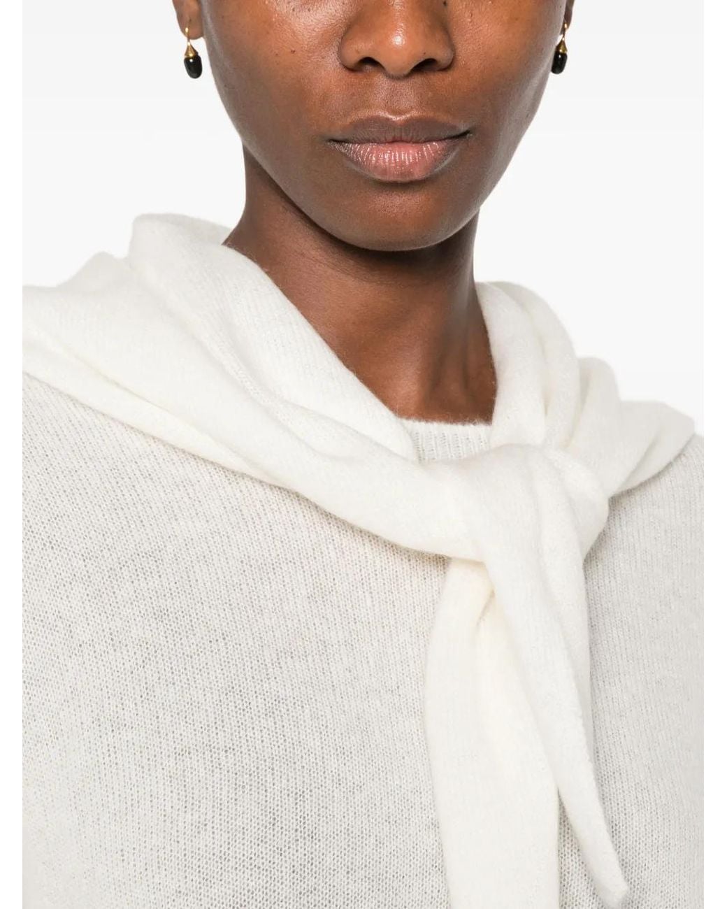 IVORY PARIS White Tie-Detail Sweater