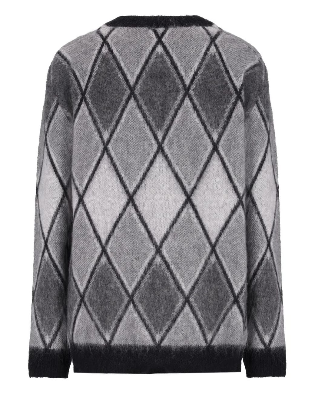Laneus Gray Diamond-Pattern Cardigan for men