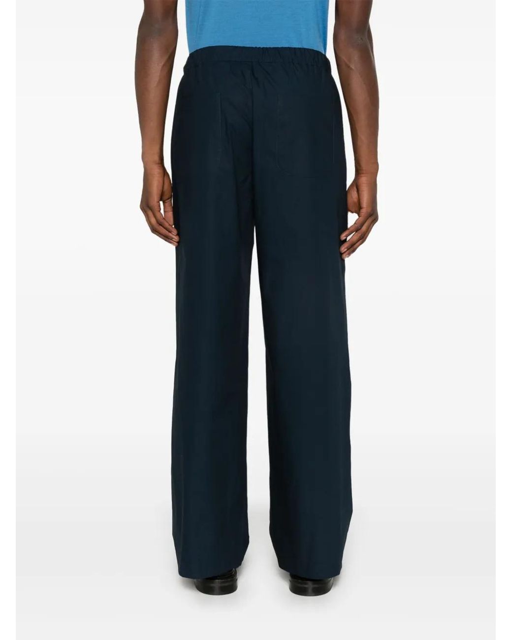 MODES GARMENTS Blue Poplin Straight-Leg Trousers for men