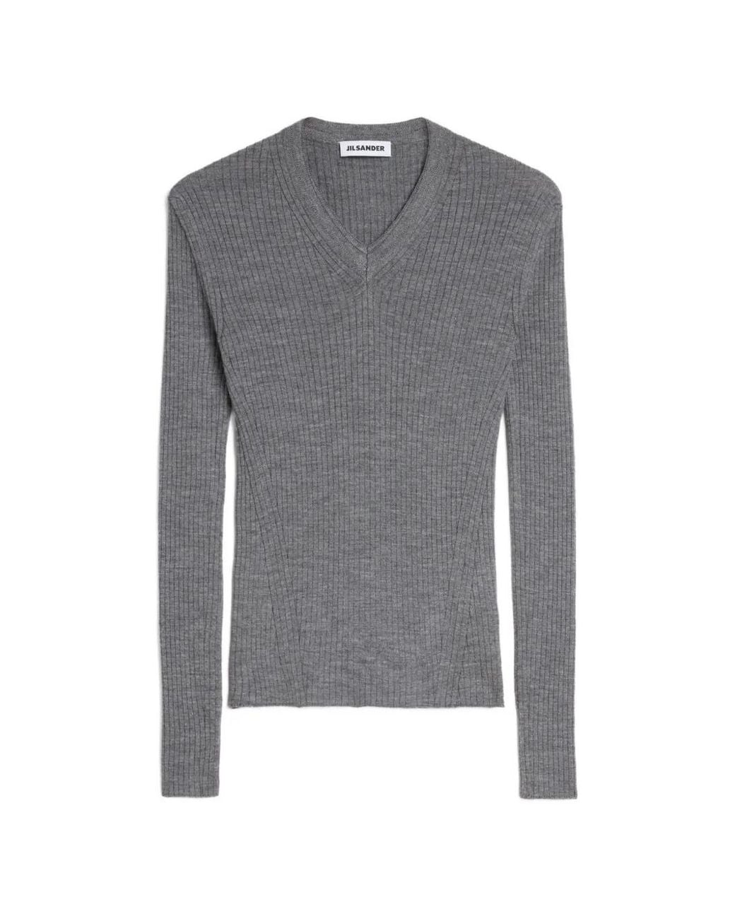 Jil Sander Gray Lightweight Wool Blend Sweater