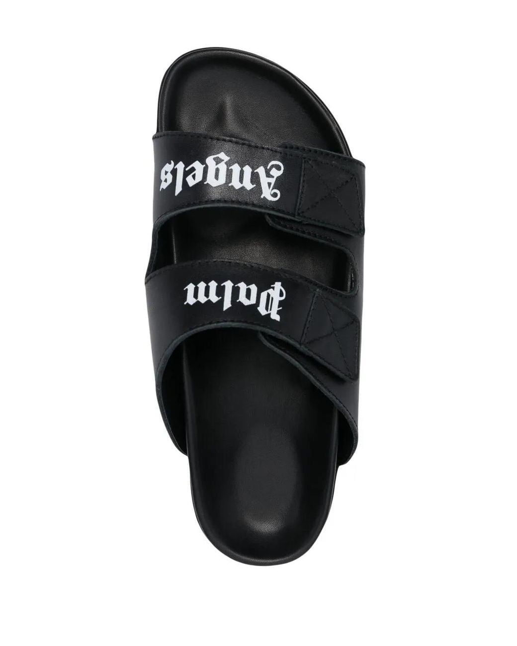 Palm Angels Black Logo Print Double Strap Sandals