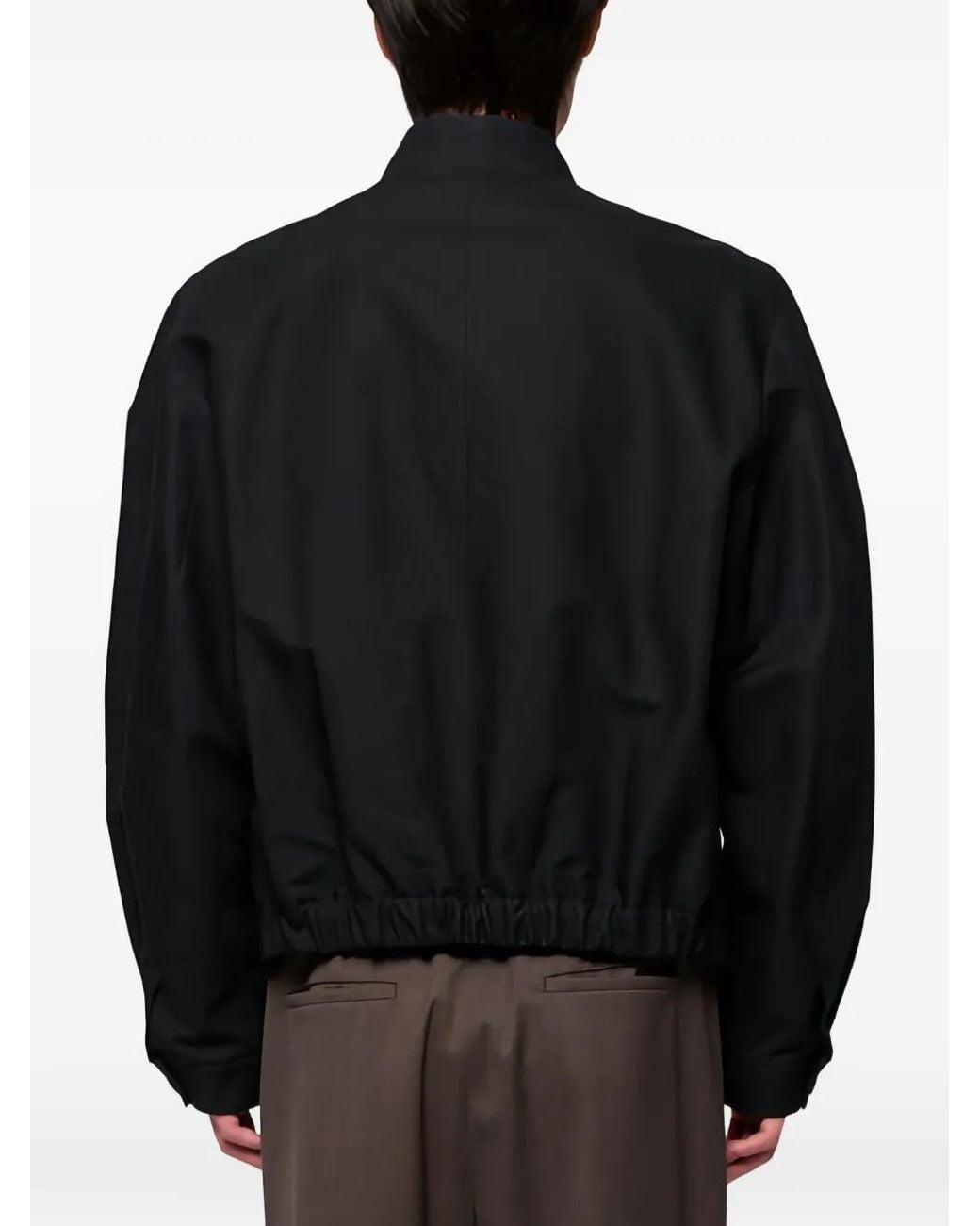 Amomento Black Curved-Sleeve Cotton Jacket for men