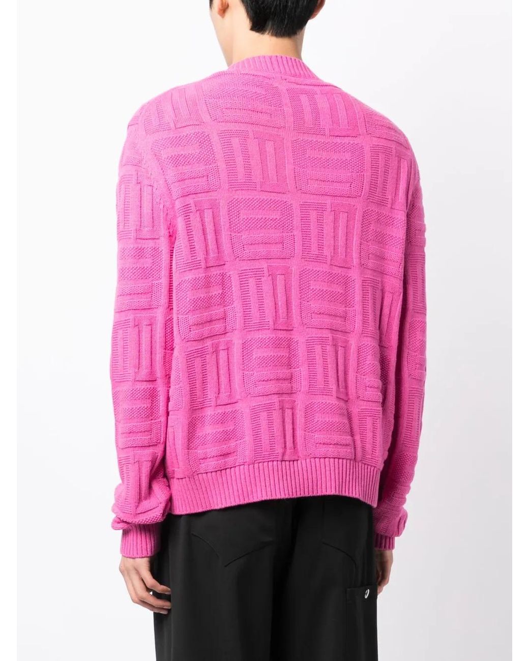 Ambush Pink Monogram-Pattern Knit Cardigan for men