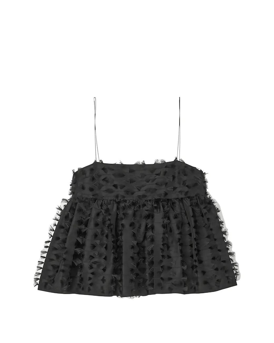 CECILIE BAHNSEN Black Babette Fil-Coupé Sleeveless Peplum Blouse