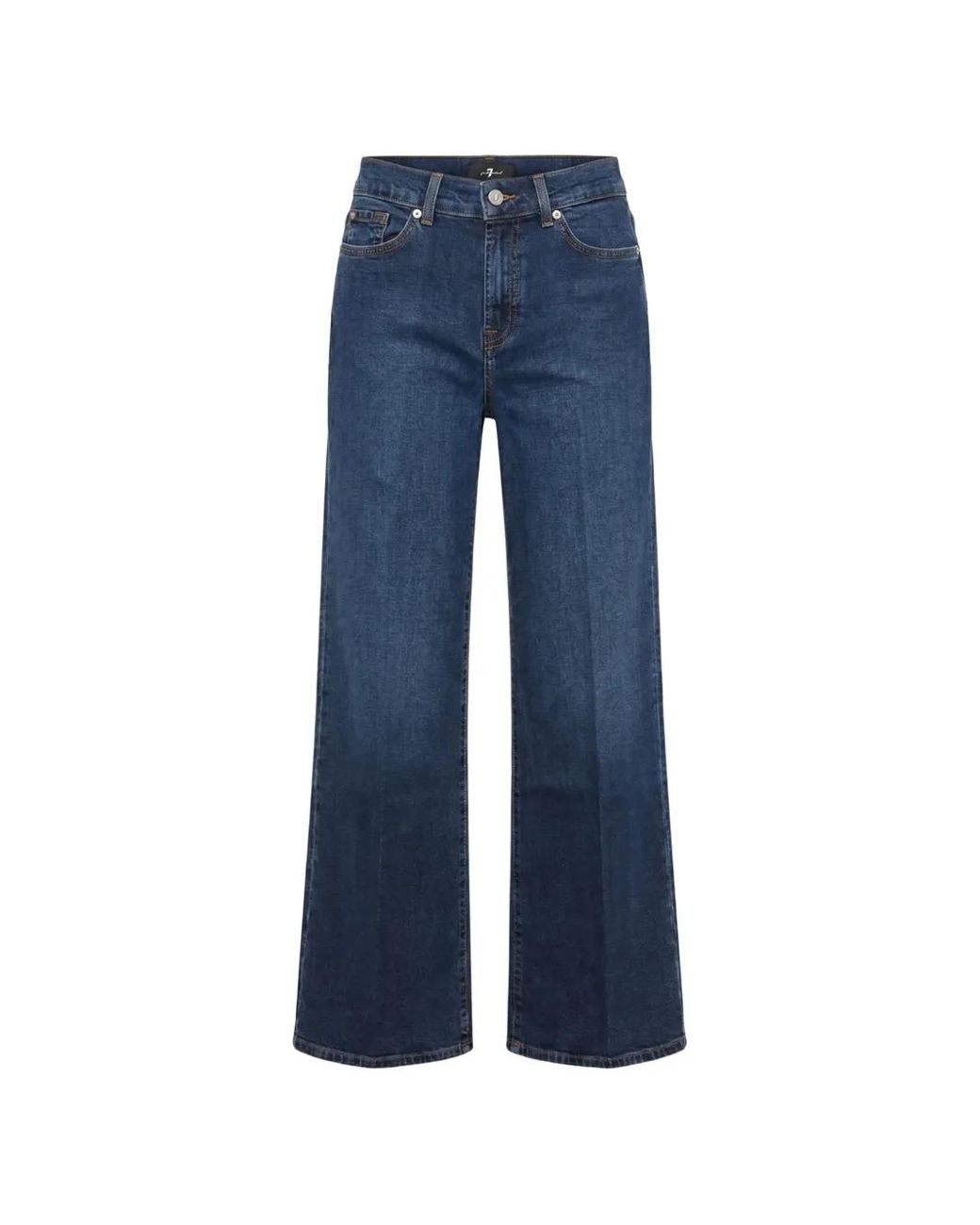 7 For All Mankind Blue Button-Fastening Straight-Leg Jeans