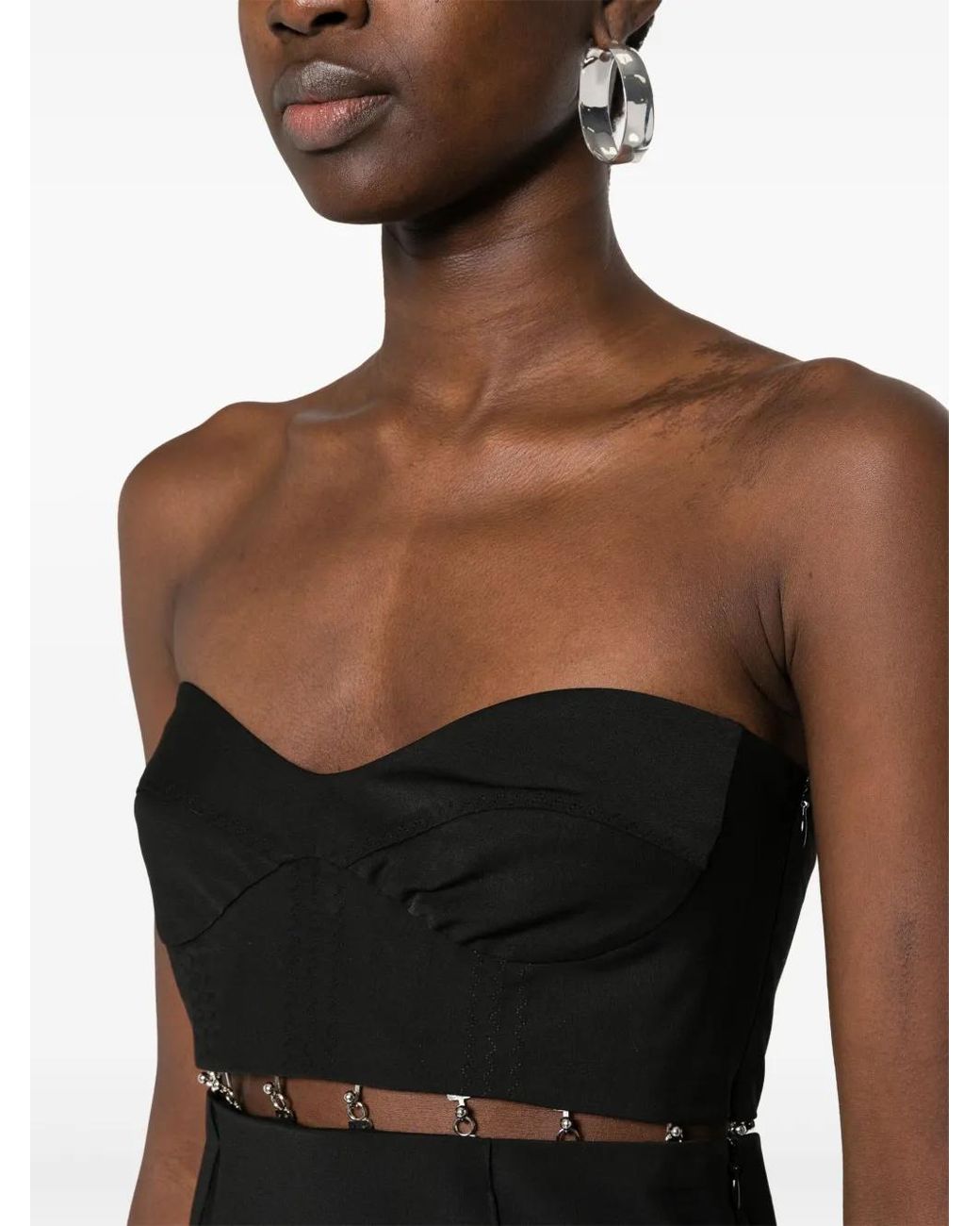 Anna October Black Bustier-Style Twill Set