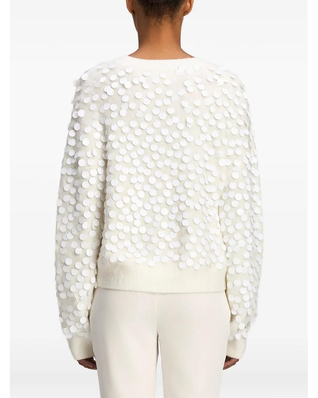 Cinq À Sept White Briana Paillette-Embellished Sweater