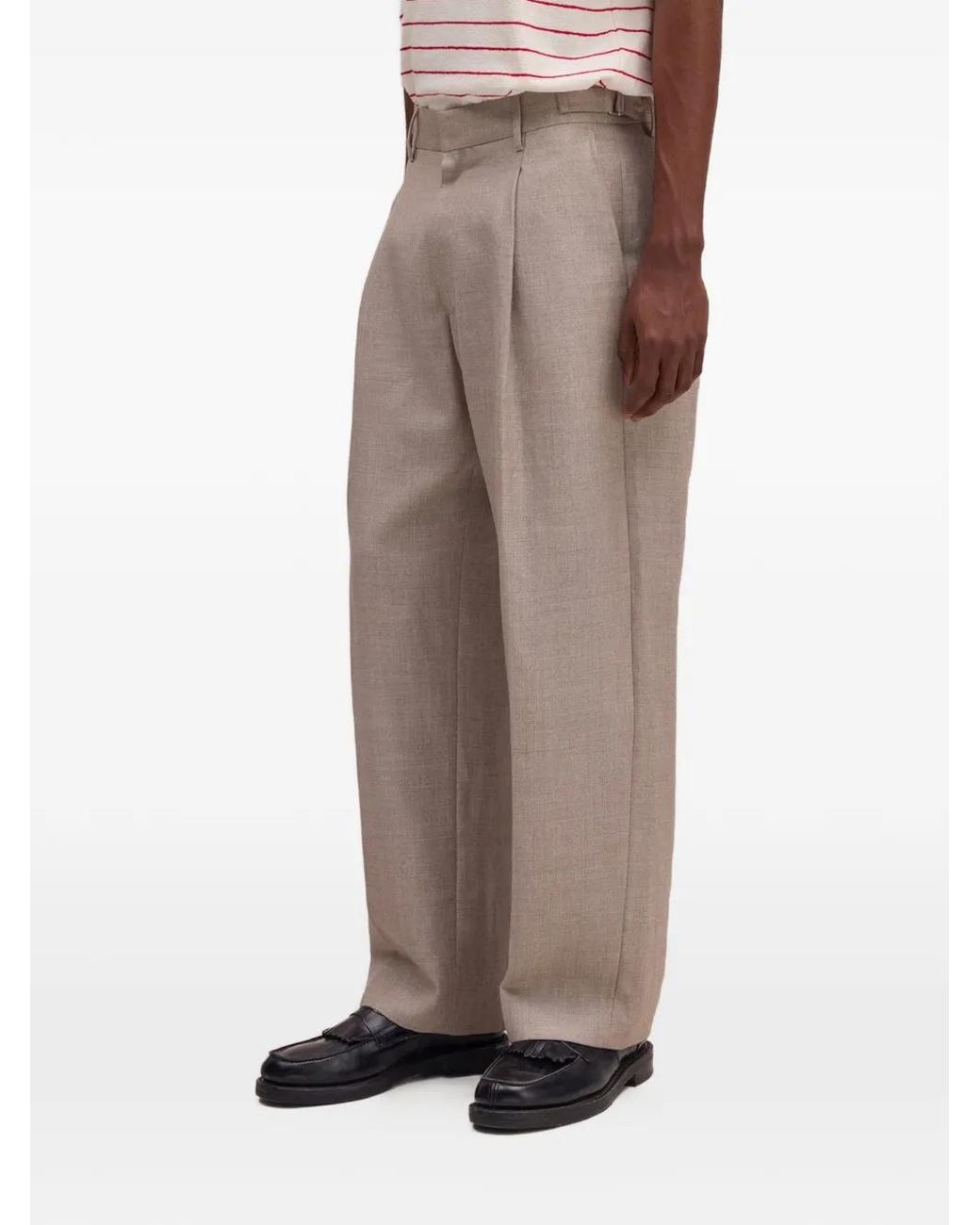 NN07 White Pleated Tailored Trousers for men