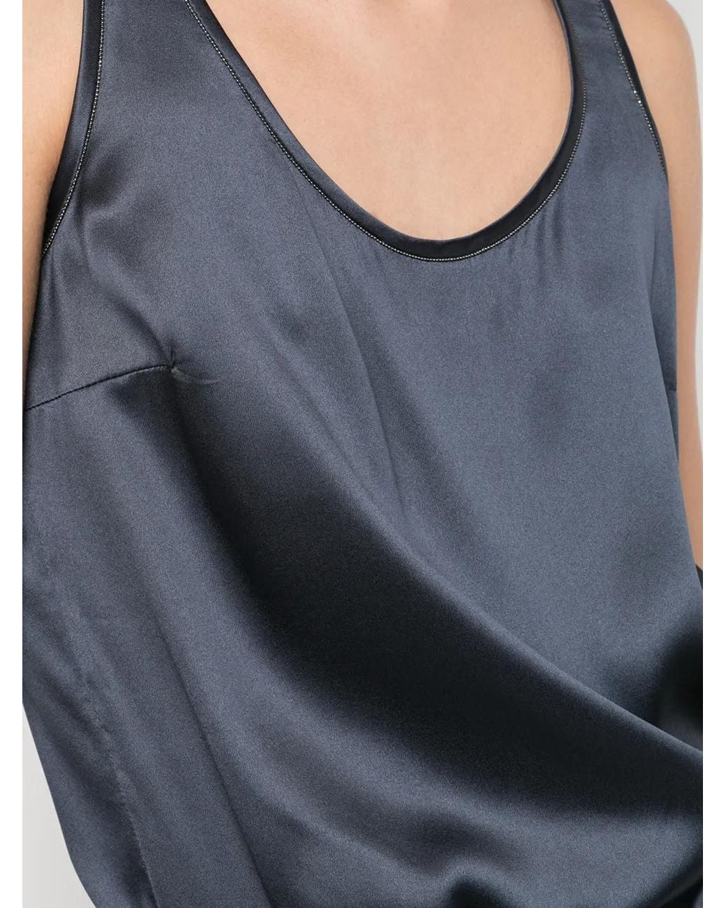 Brunello Cucinelli Blue Silk Tank Top