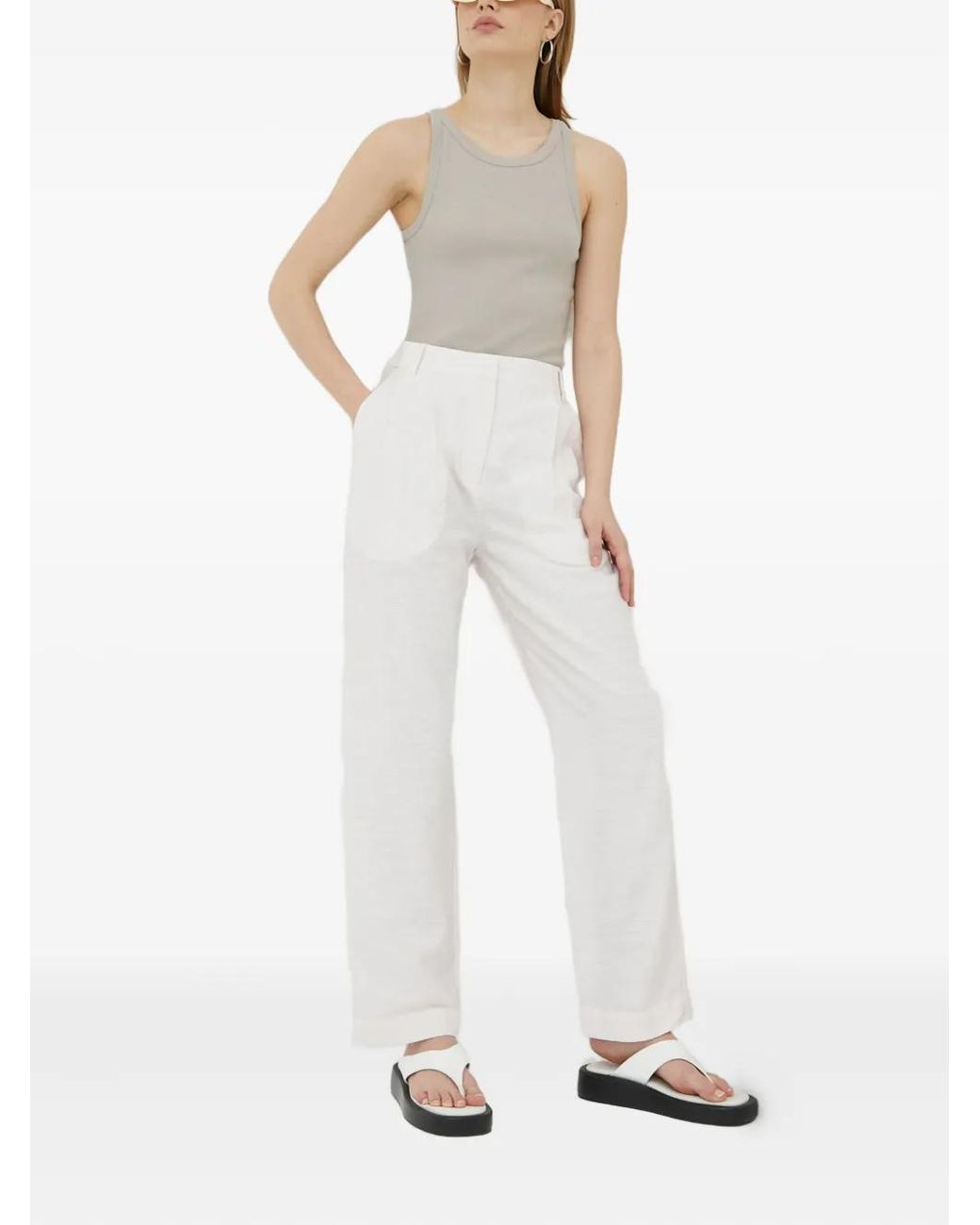 Samsøe & Samsøe White Pantalon À Design Plissé