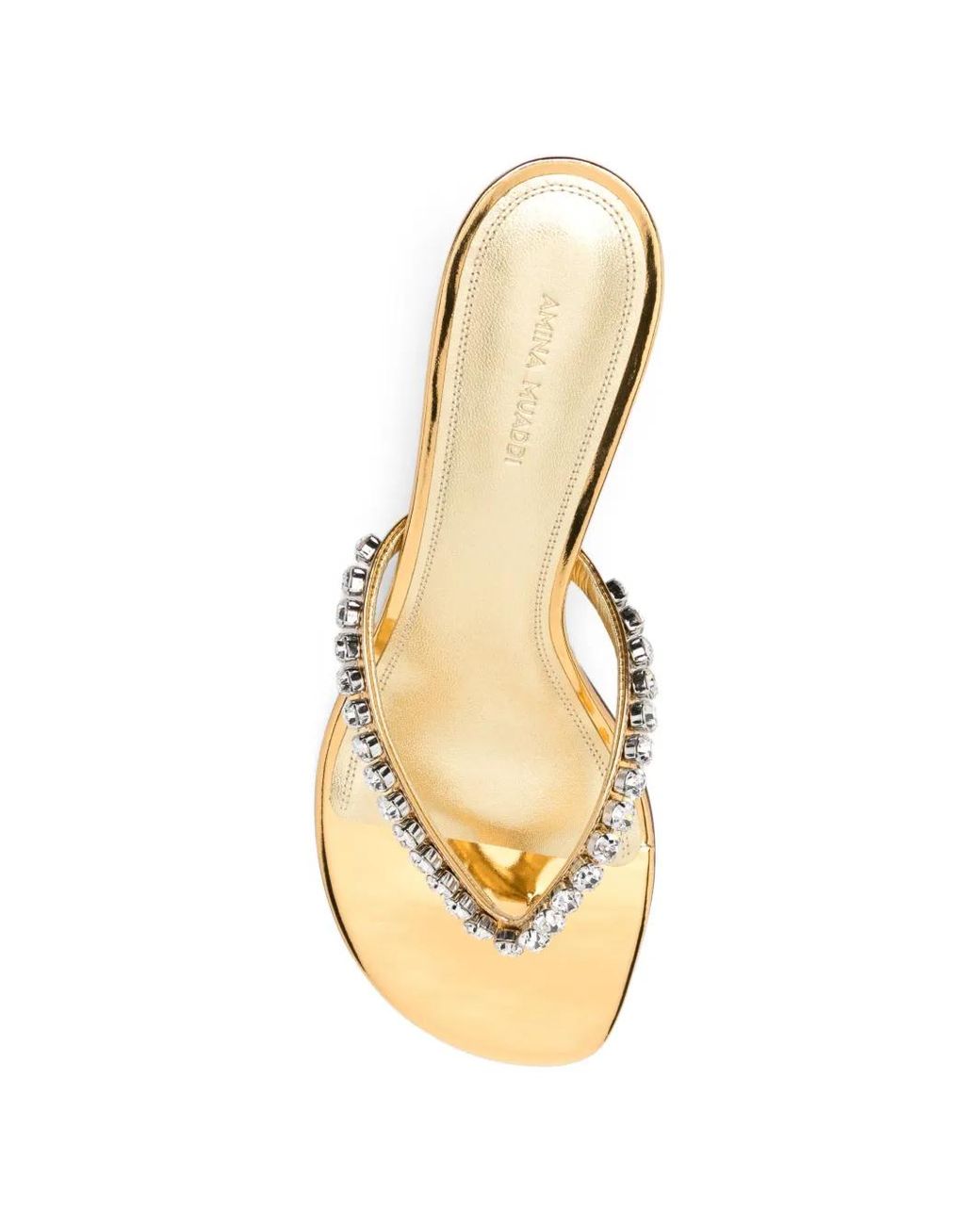 AMINA MUADDI Natural Gigi Crystal-Embellished Heeled Sandals