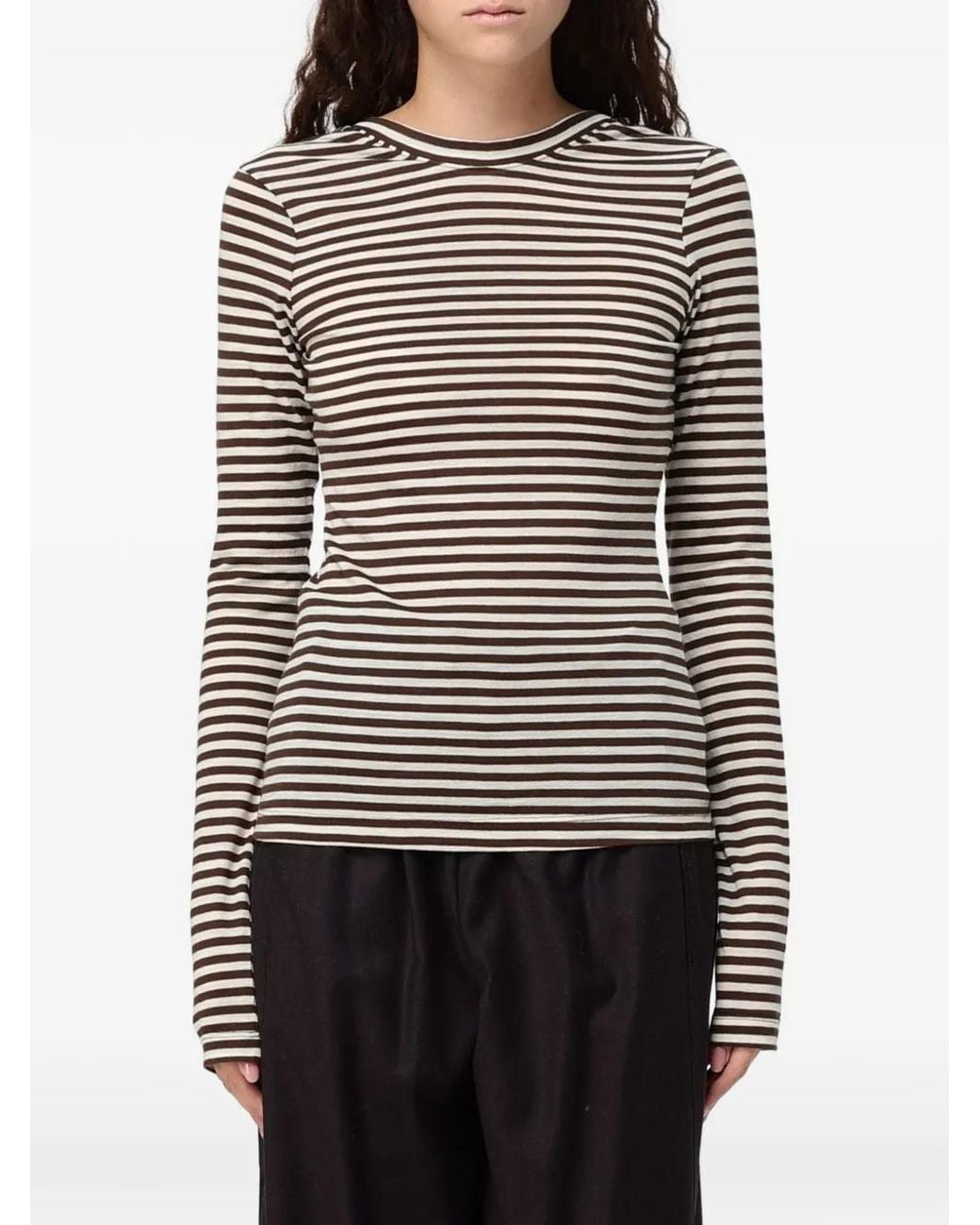 Tela Gray Striped Long-Sleeve T-Shirt