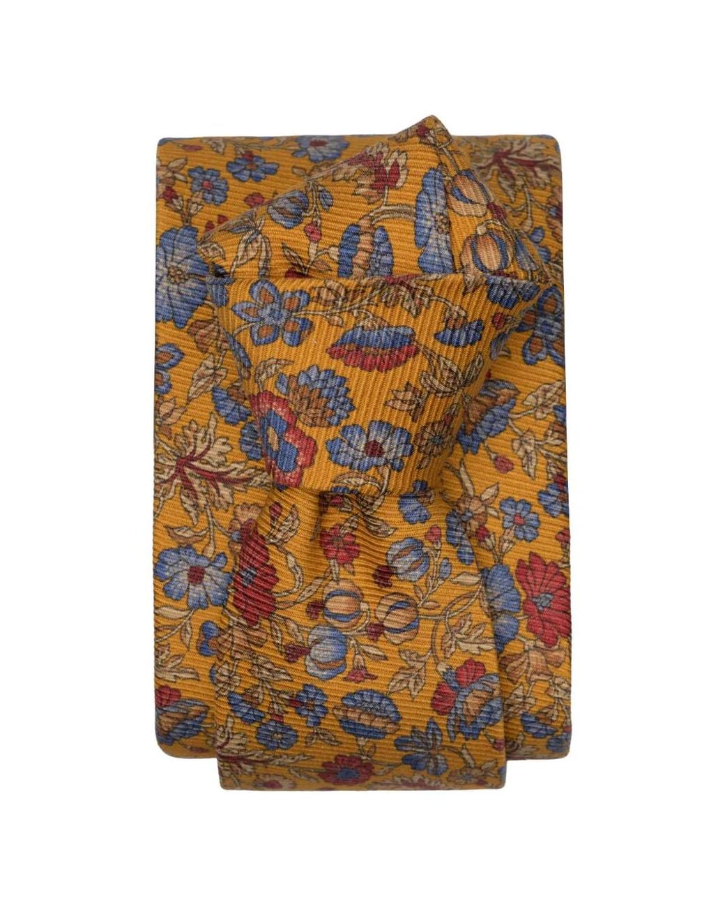 Elizabetta Brown Conte Floral-Print Silk Tie for men
