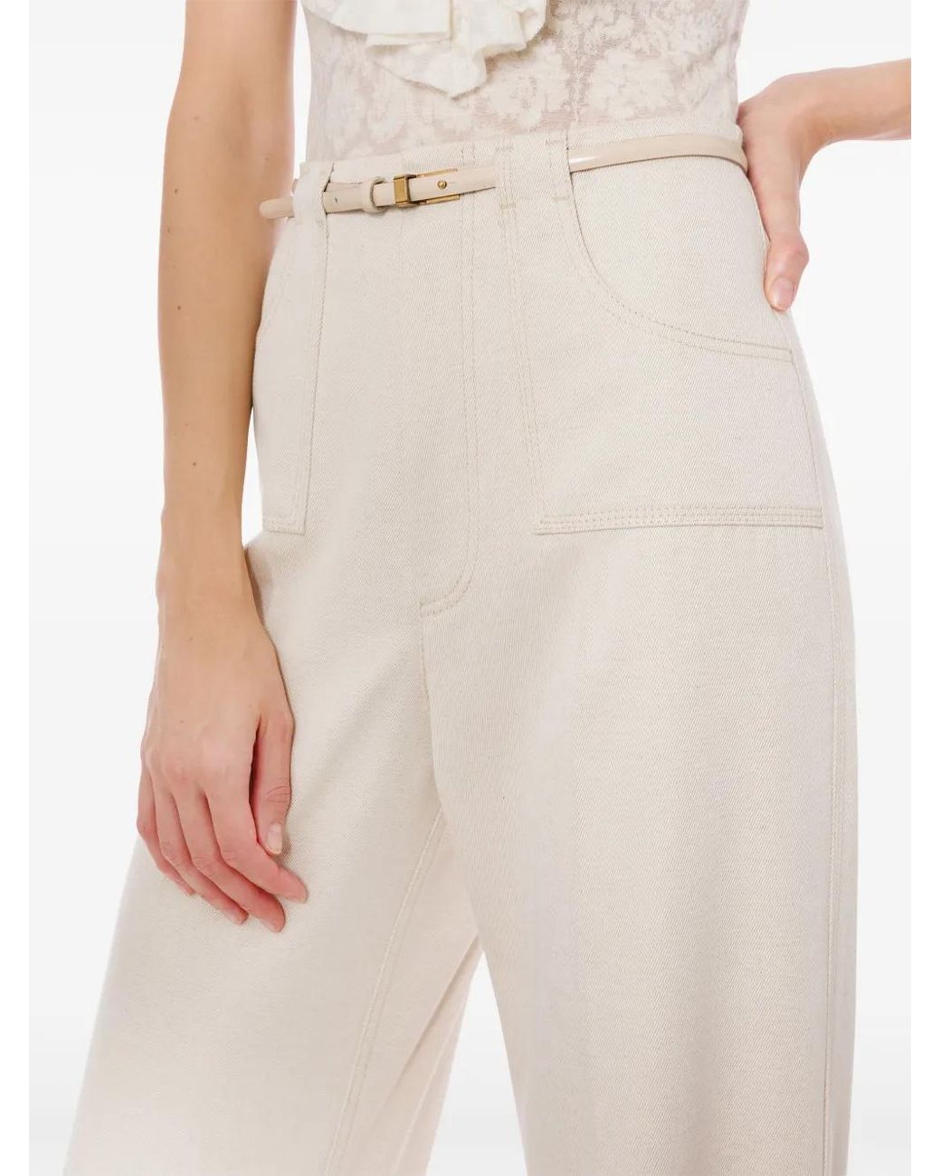 Philosophy Di Lorenzo Serafini White Classic Tailored Pantalone With Straight Leg Cut