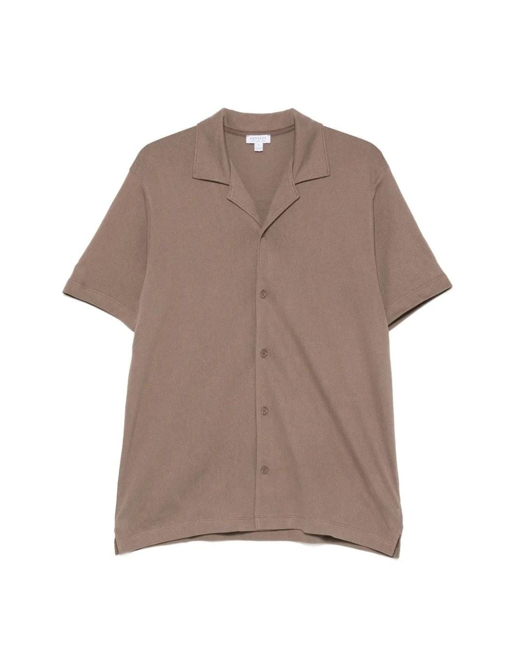 Sunspel Brown V-Neck Shirt for men