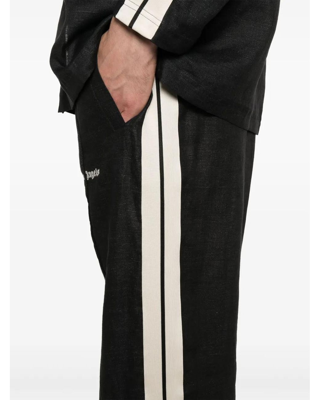 Palm Angels Black Logo-Embroidered Track Pants for men