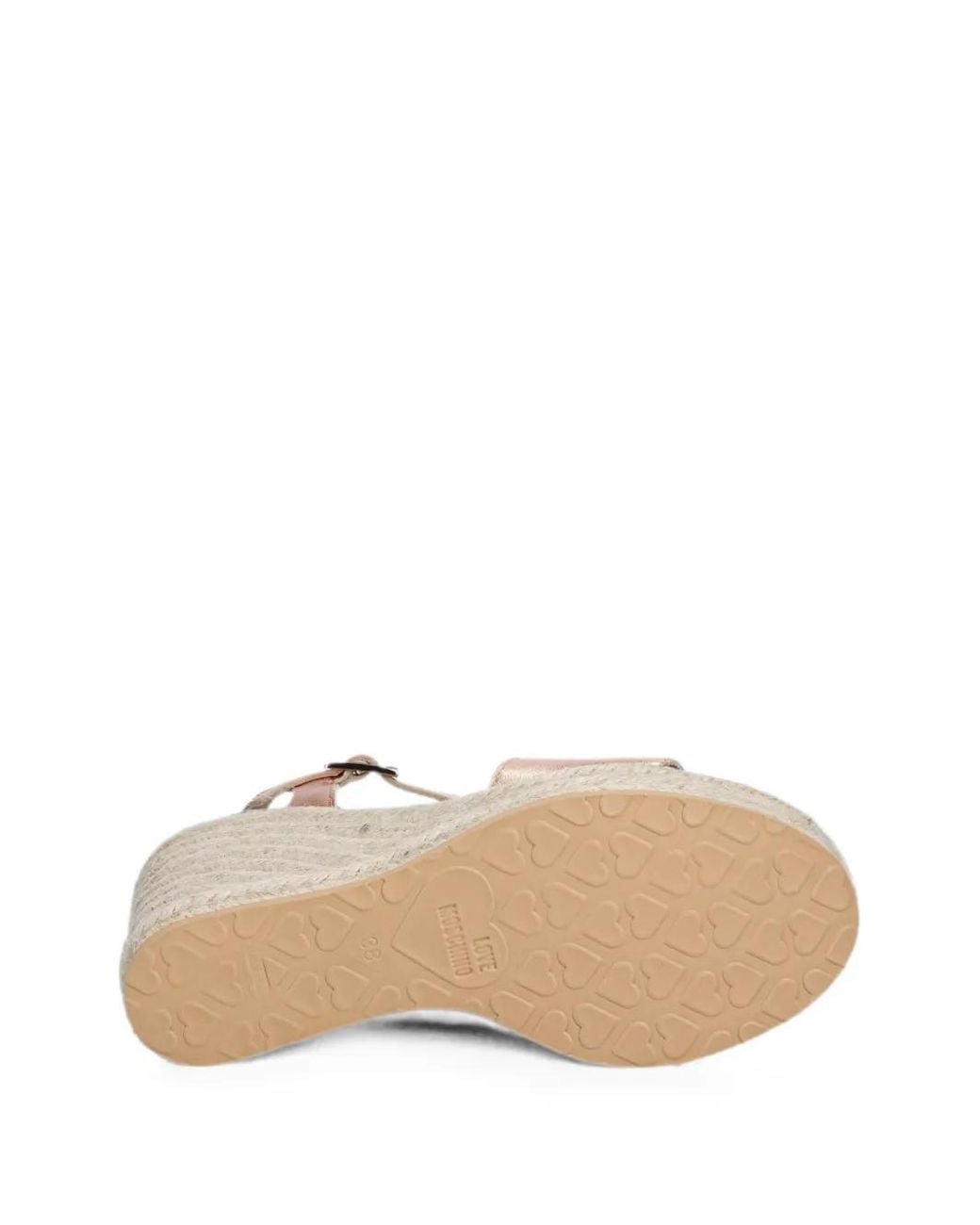 Love Moschino Natural Heart-Plaque Wedge Espadrilles