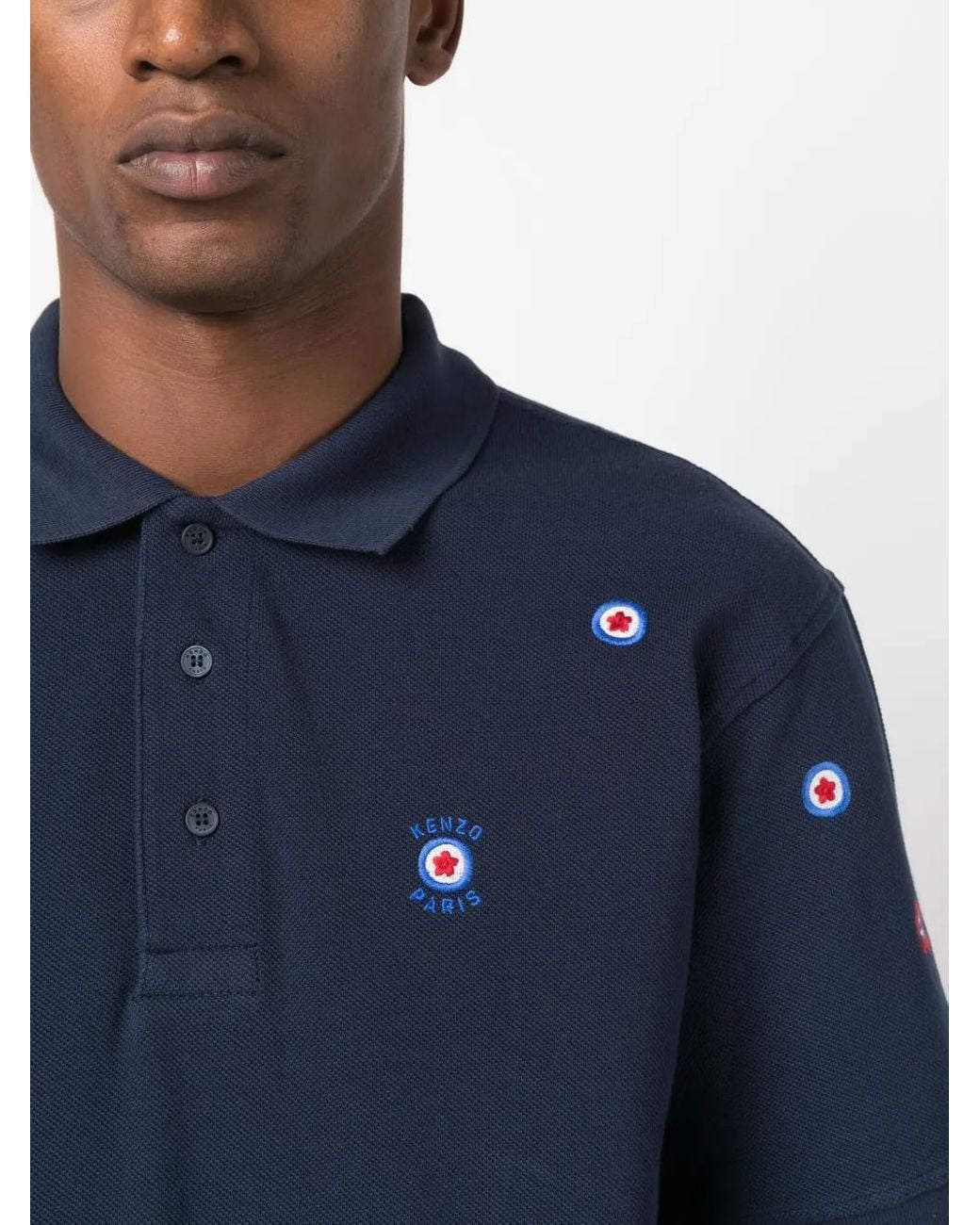 KENZO Blue Target Embroidered Cotton Shirt for men