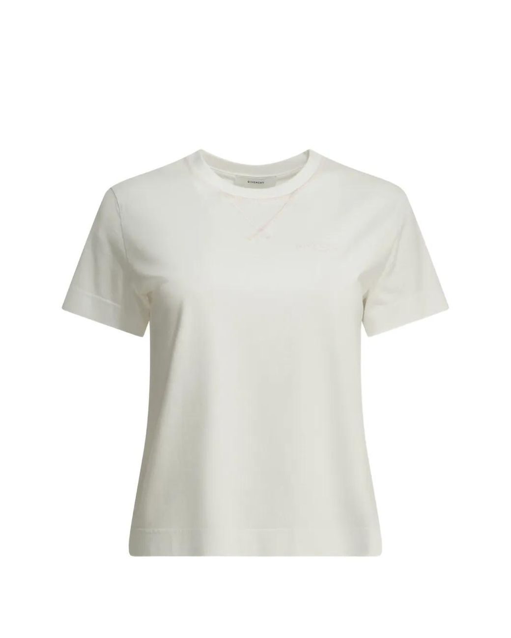 Givenchy White T-Shirt À Logo Brodé Et Coutures En V