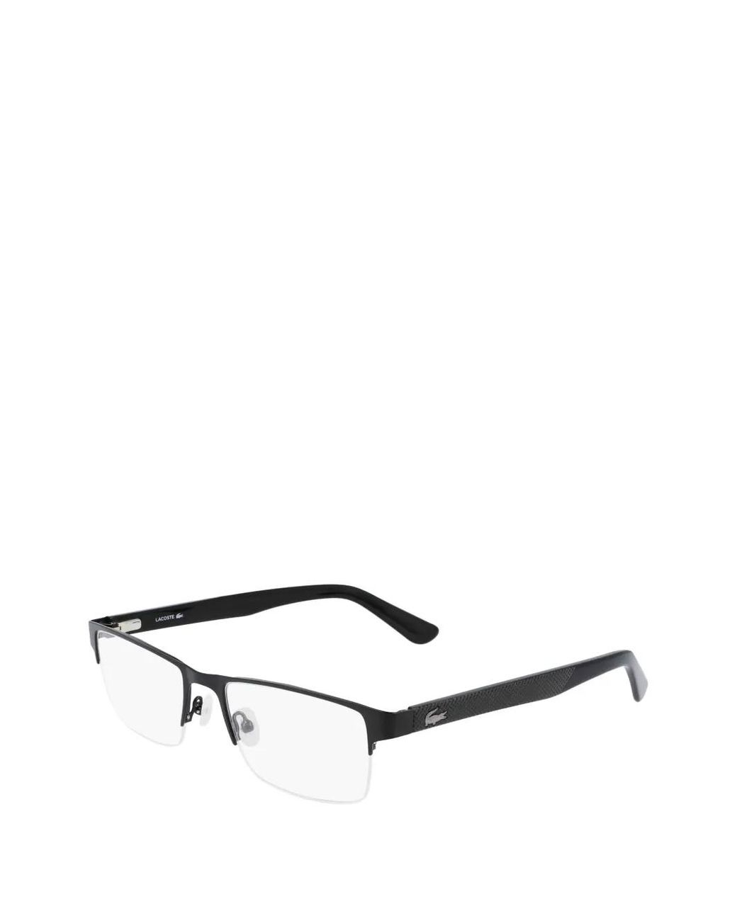Lacoste White Matte-Finish Rectangle-Frame Glasses for men