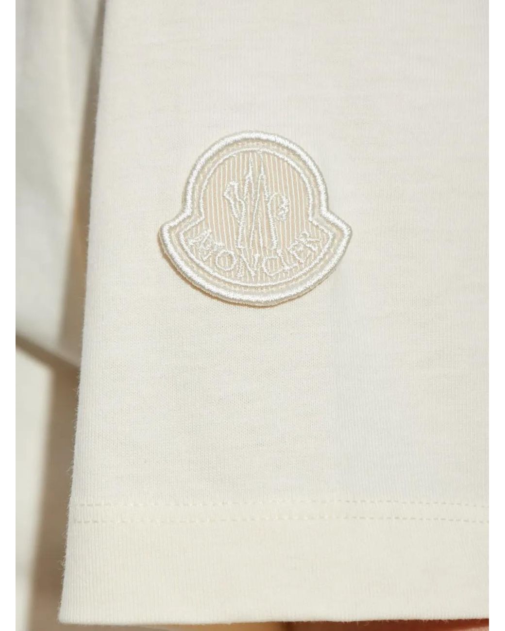 Moncler White Crochet Accent Cotton T-Shirt