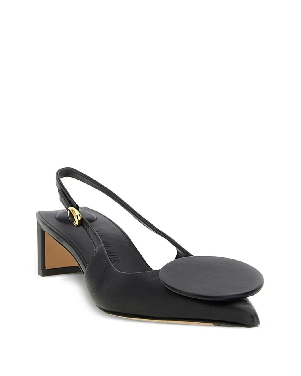 Jacquemus Black Pointed Toe Leather Slingback Pumps