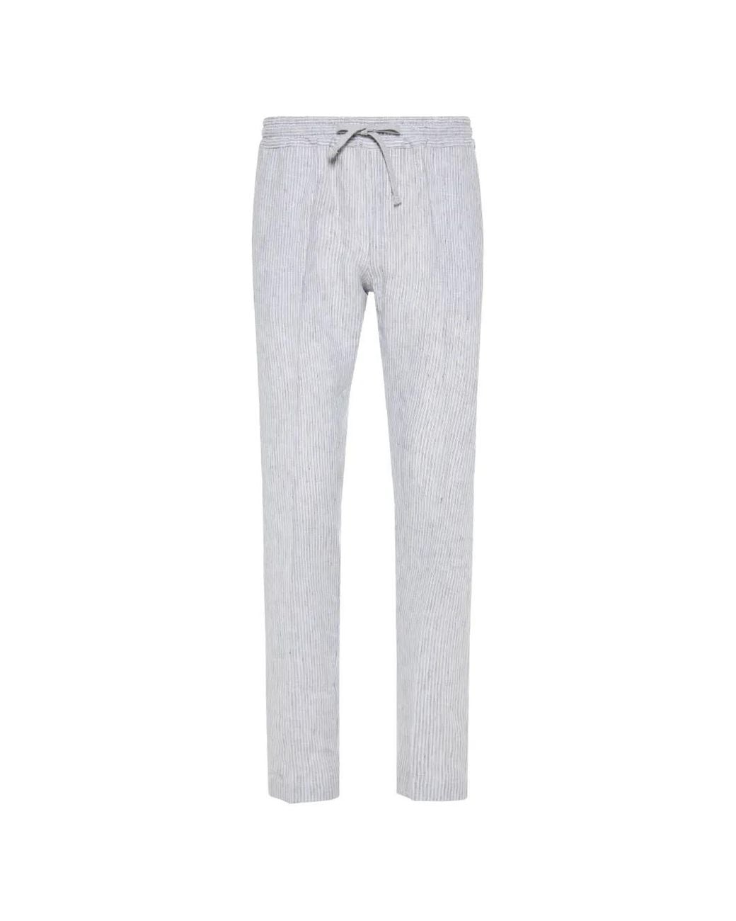 Fedeli Gray Bonifacio Striped Drawstring Trousers for men
