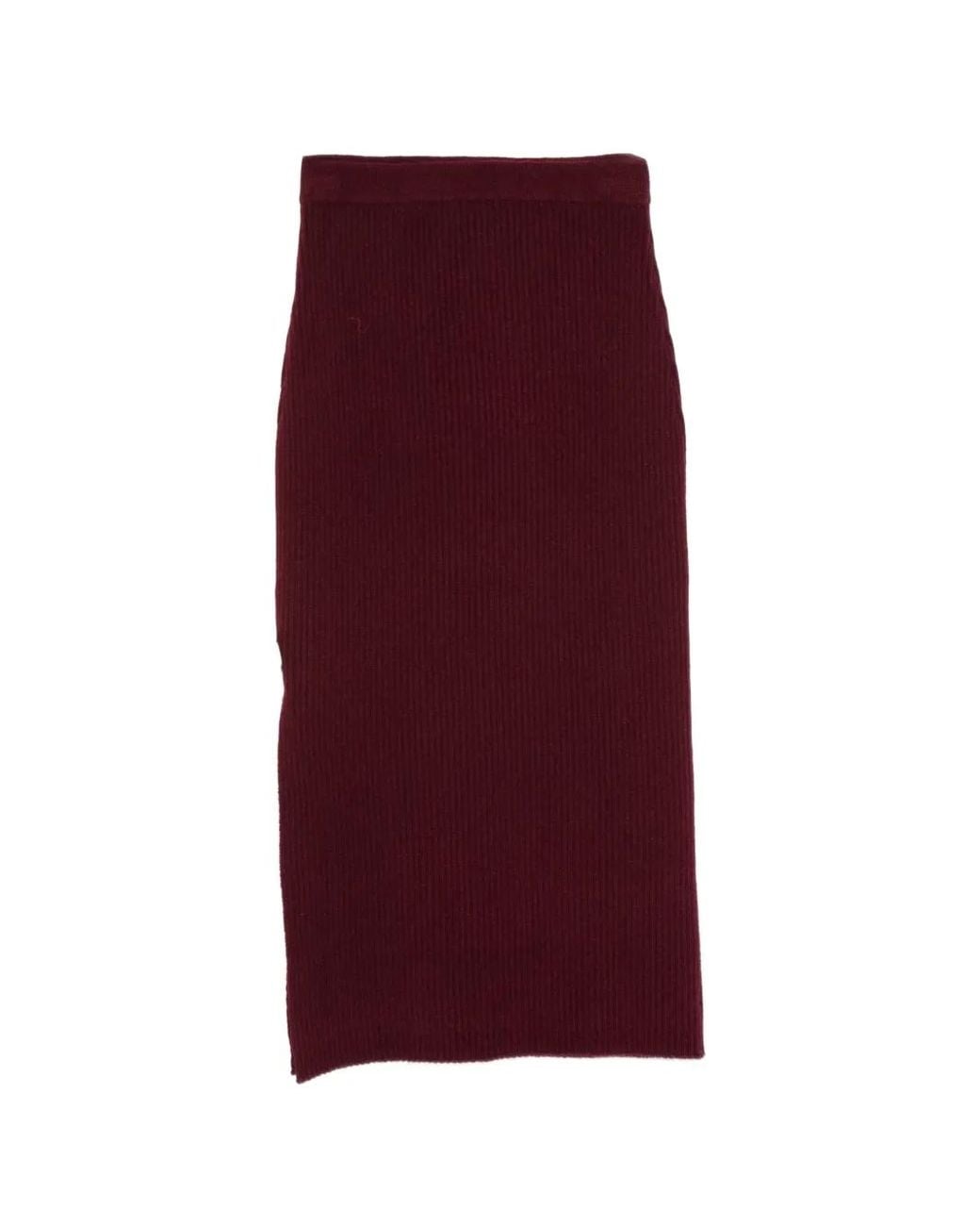 Allude Purple Ribbed-Knit Midi Skirt