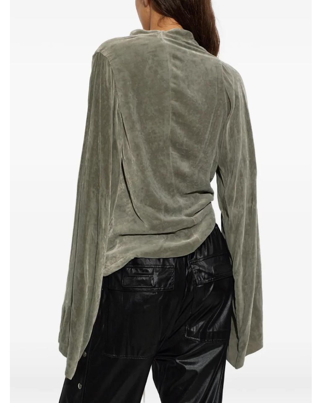 Rick Owens Green Knot-Detail Long-Sleeve Top