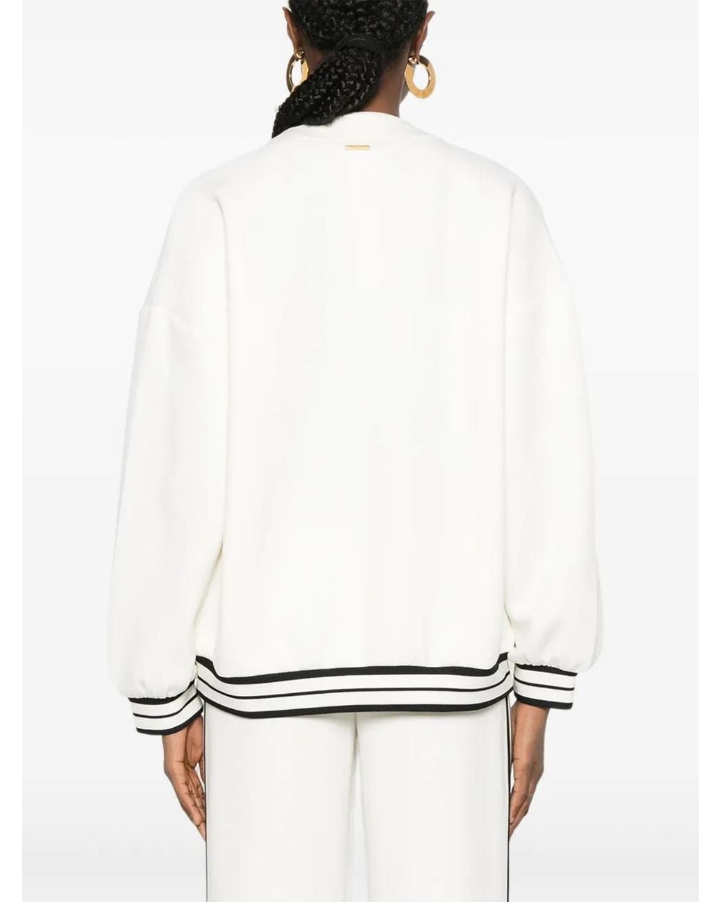 Twinset White Striped-Trim Cardigan