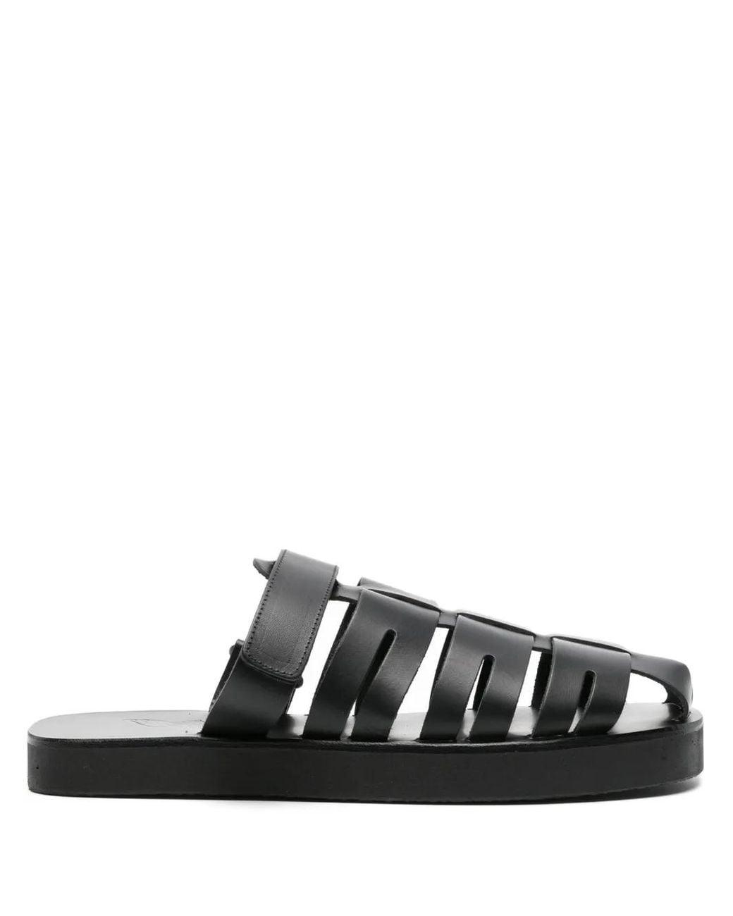 Ancient Greek Sandals Black Filoklis Flat Leather Sandals for men