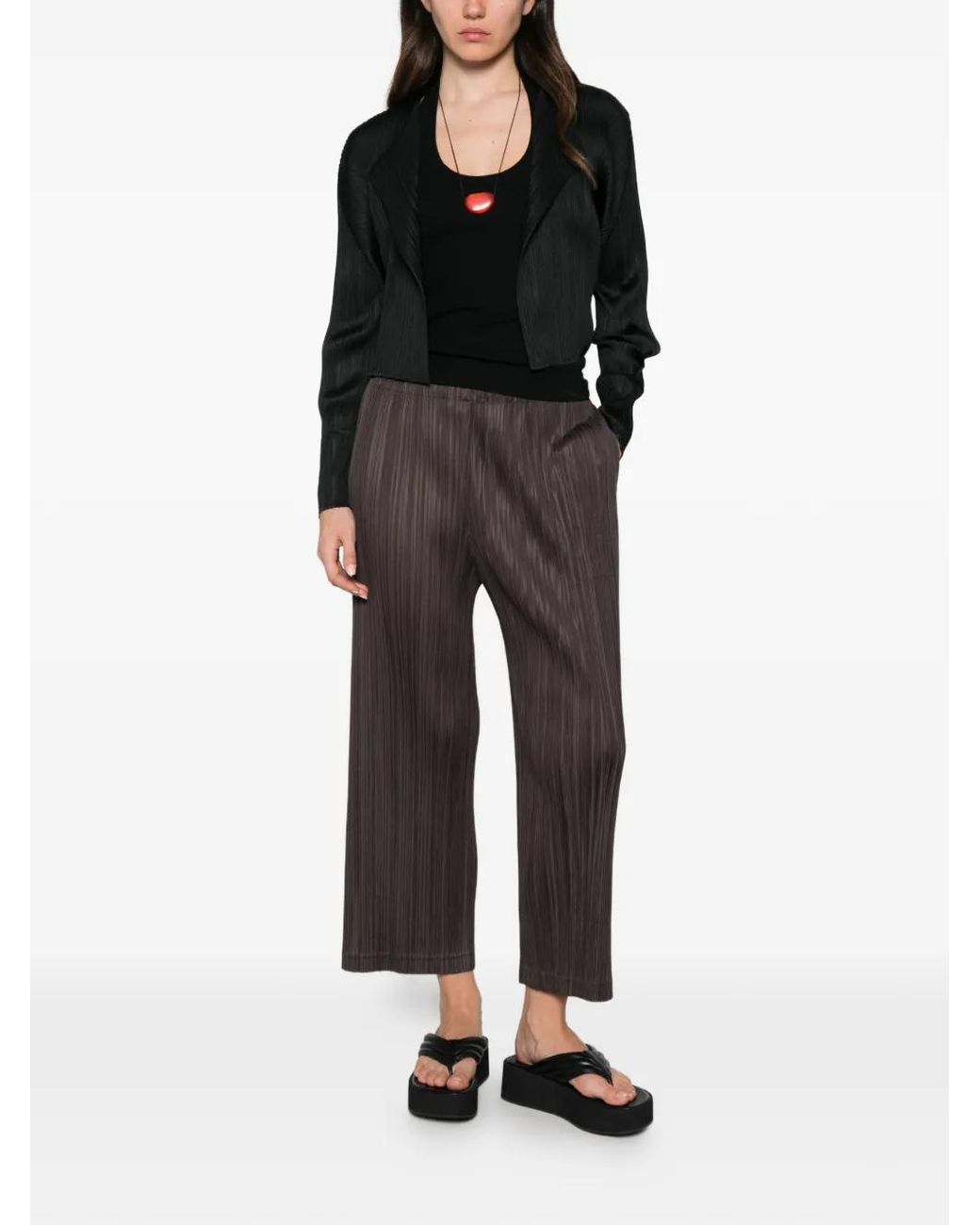 Pleats Please Issey Miyake Black Pleated Long-Sleeve Jacket