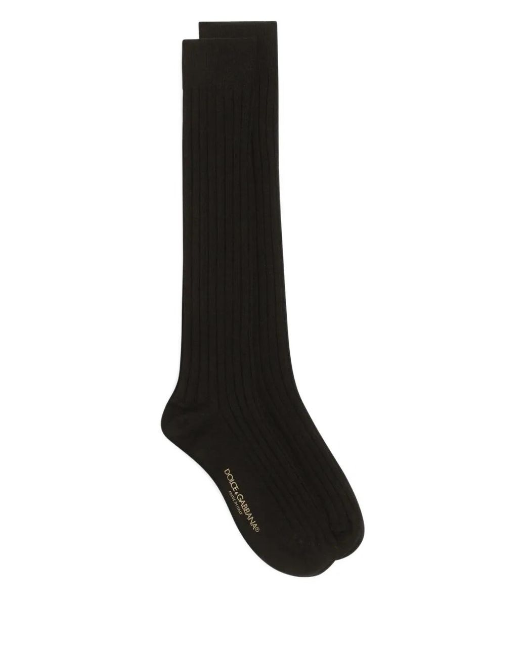 Dolce & Gabbana Black Ribbed Logo-Print Socks