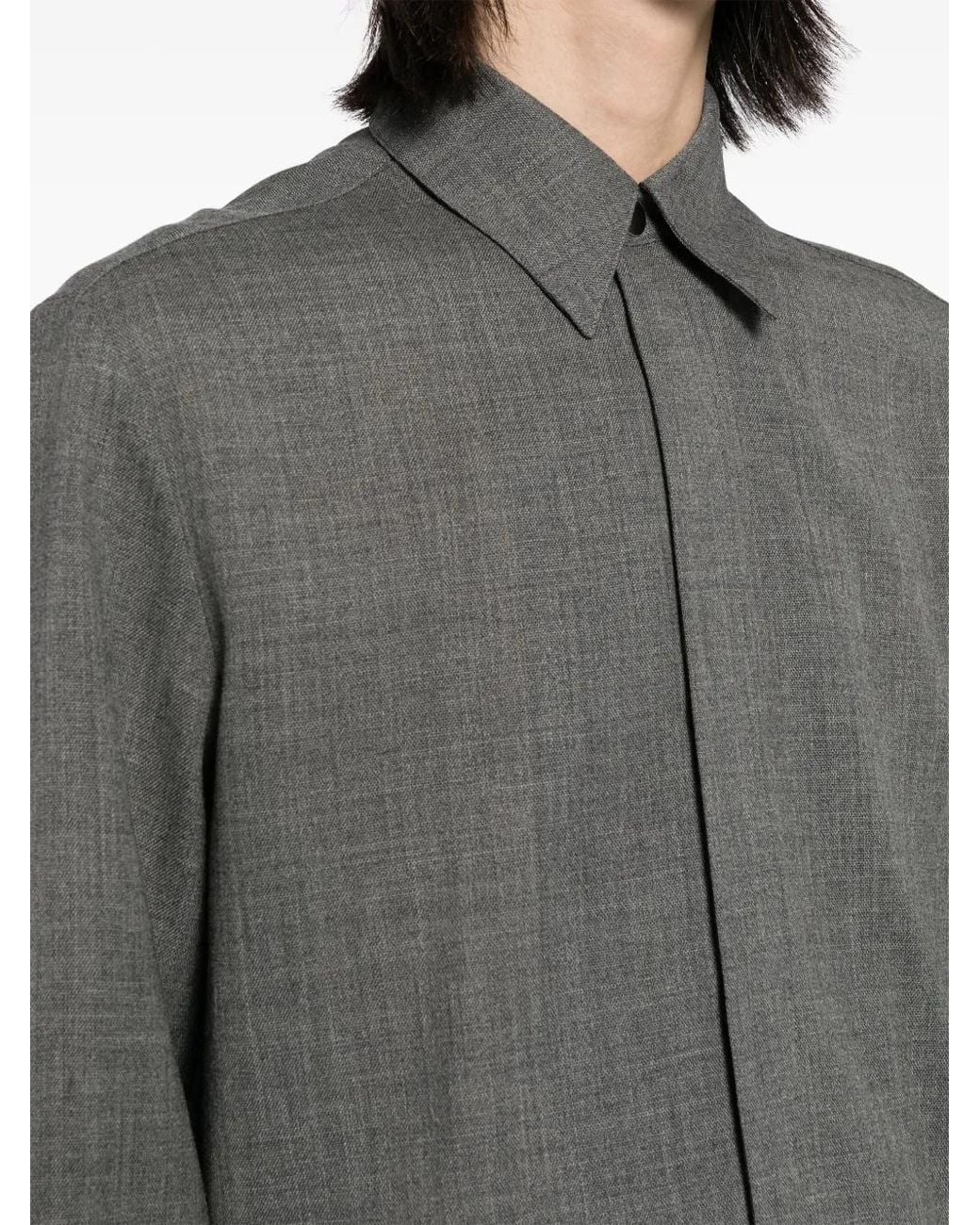 Jil Sander Gray Felted Wool Flannel Shirt for men