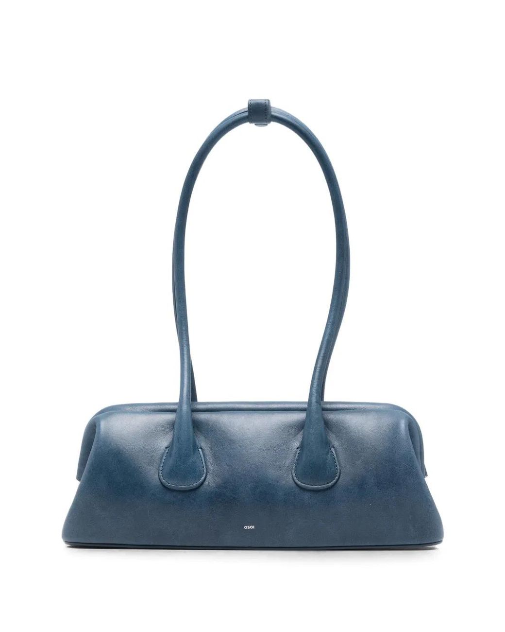 OSOI Blue Mini Boat Wide Leather Shoulder Bag