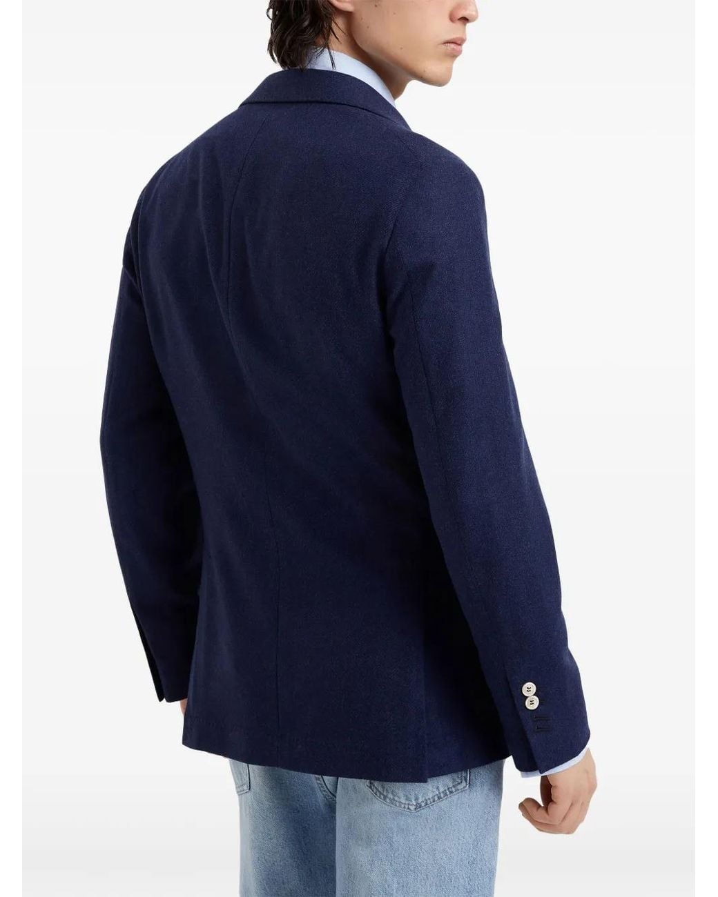 Brunello Cucinelli Blue Single-Breasted Blazer for men