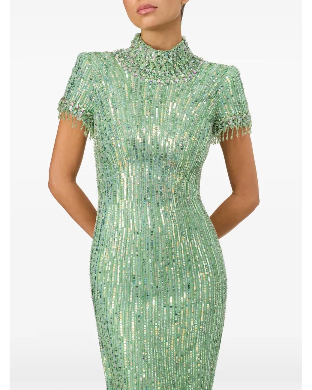 Jenny Packham Green Madeleine Beaded Gown On