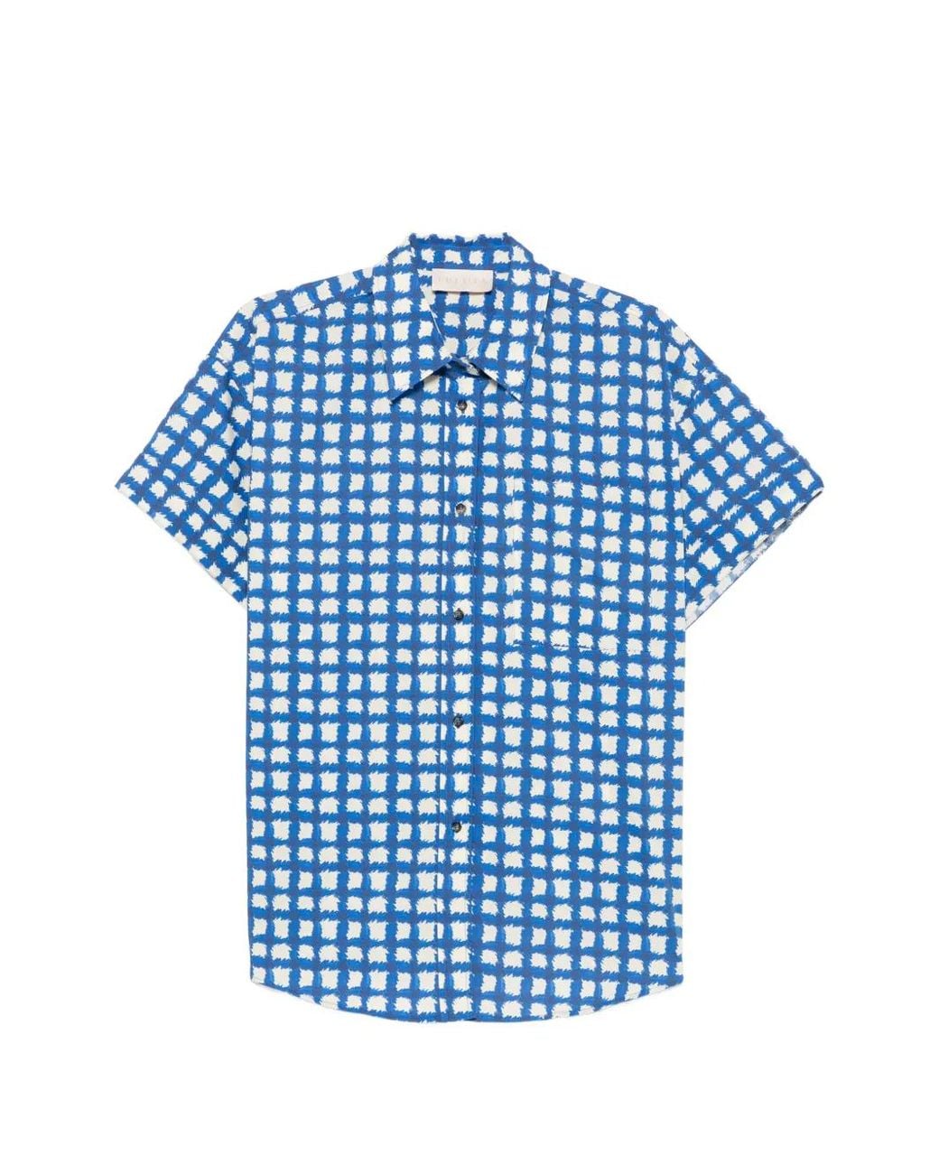 iBlues Blue Check-Pattern Short-Sleeve Shirt