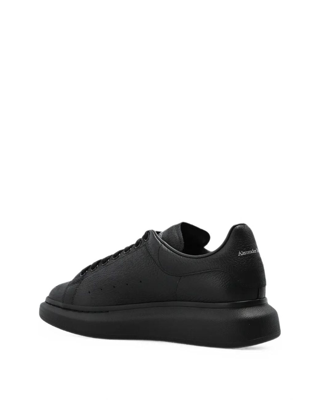 McQueen Black Oversized Logo-Print Leather Sneakers for men