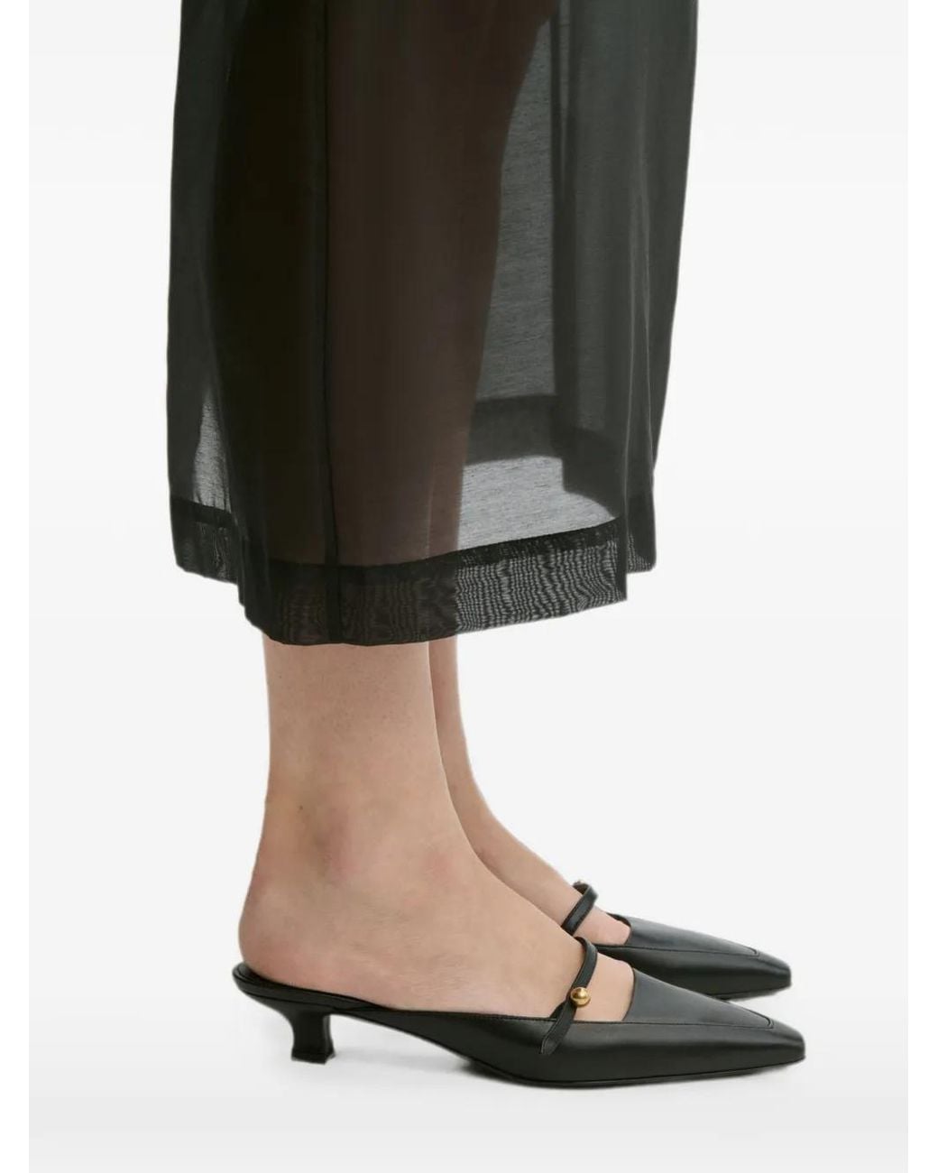 By Malene Birger White Micha Ball-Embellished Leather Pumps