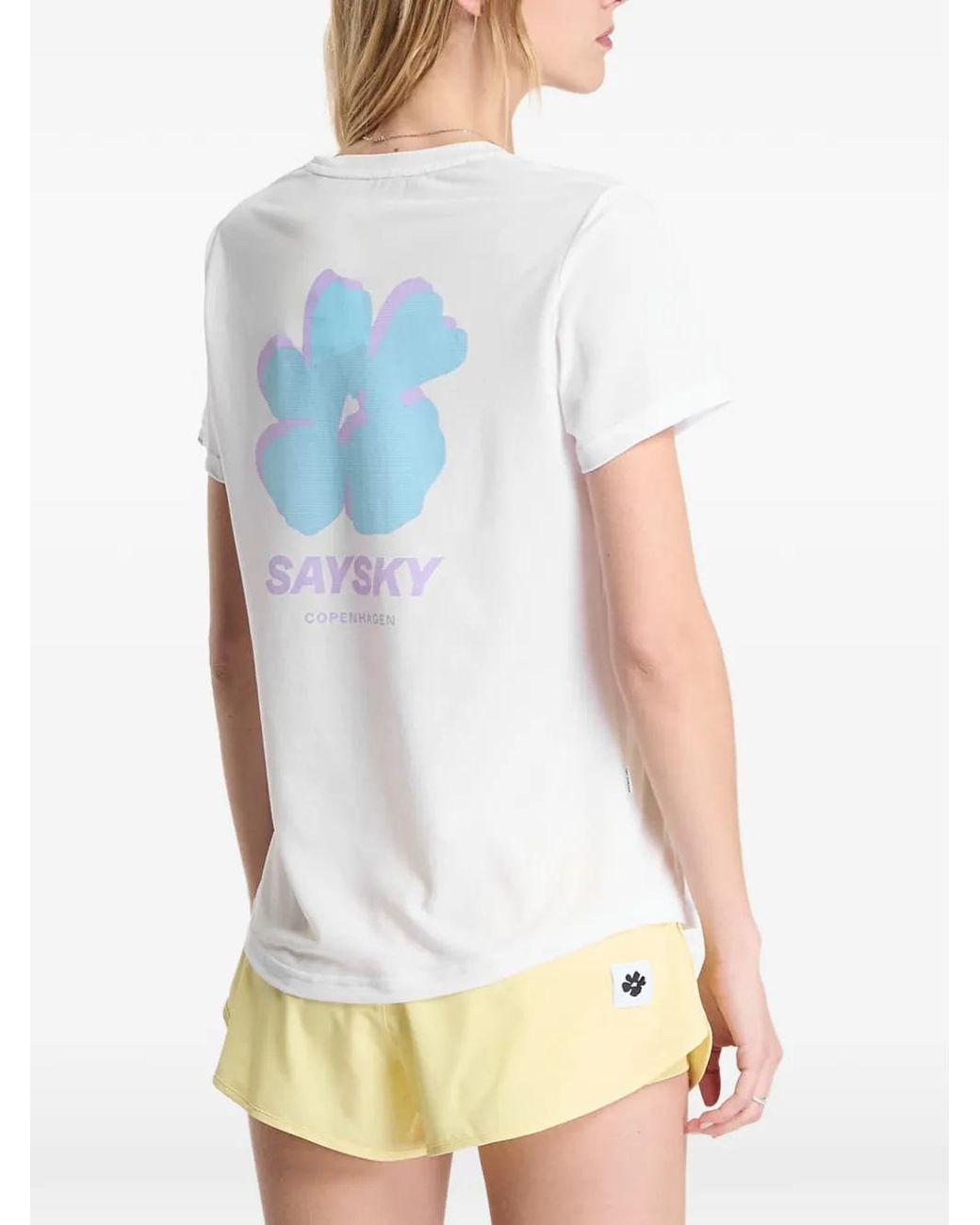 Saysky White Flower Combat Logo-Print T-Shirt