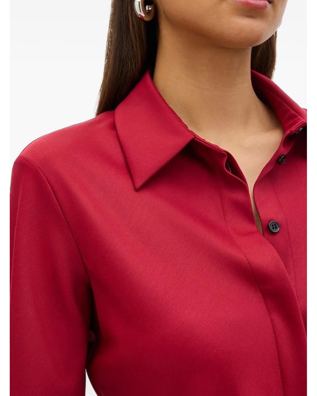 Another Tomorrow Red Bias-Cut Shirt