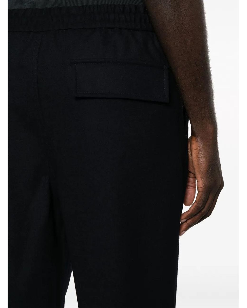Etro Black Drawstring-Waist Wool Trousers for men