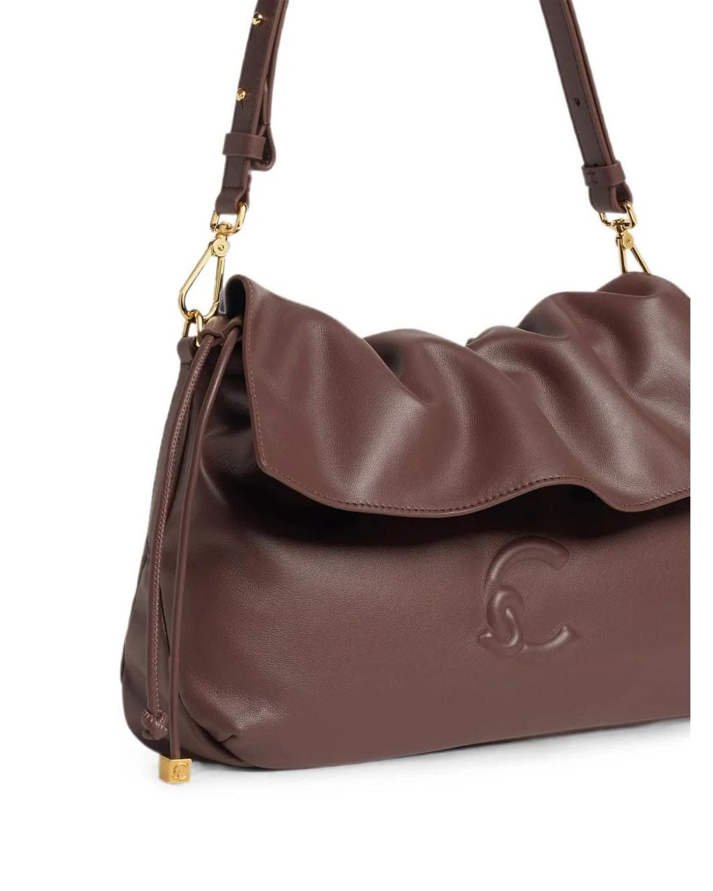 Coccinelle Brown Ruffled Flap Shoulder Bag