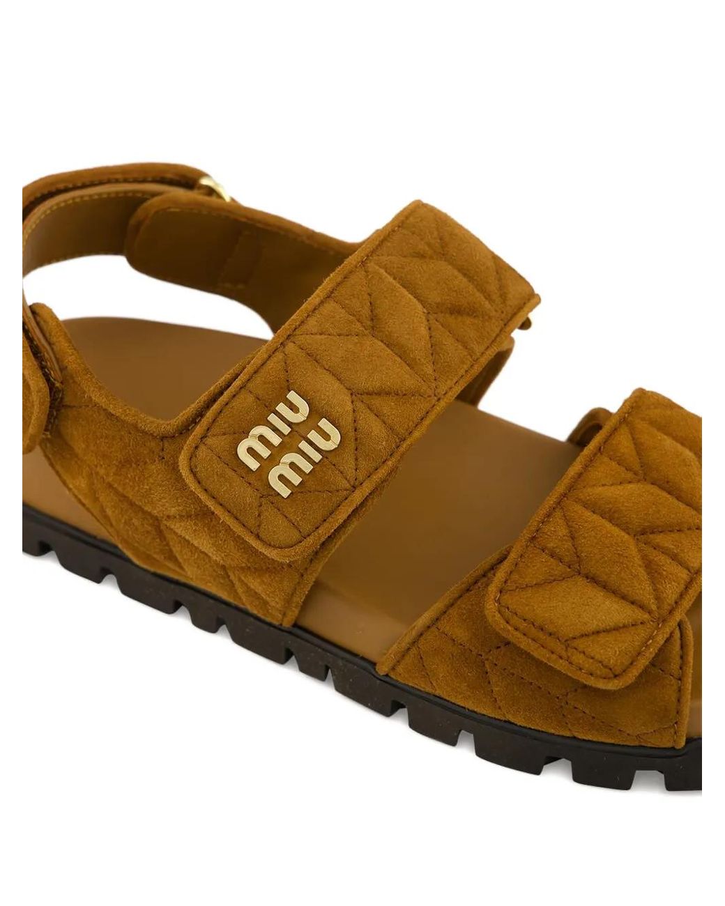 Miu Miu Brown Sporty Quilted Double-Strap Sandals